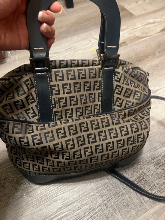 Fendi Brown & Navy FF Logo two way Bag - Picture 2 of 11